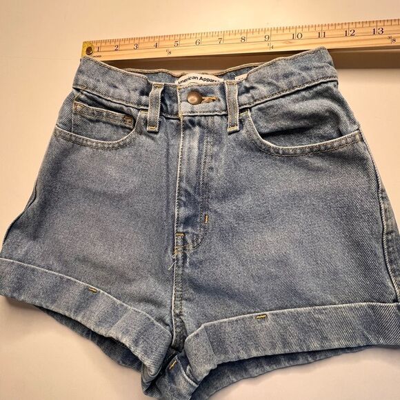 Women’s American Apparel Women's Denim High-Waist Cuff Short size 25 light wash. - Picture 8 of 13